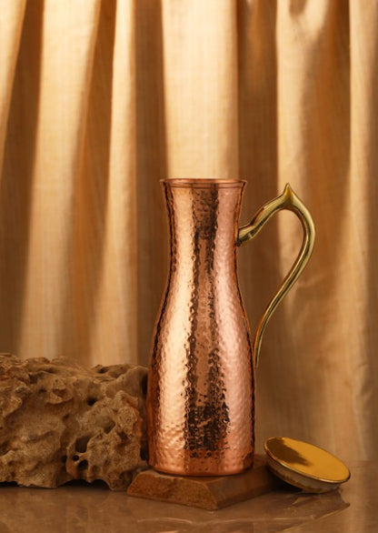 Copper Hammered Handle Jug